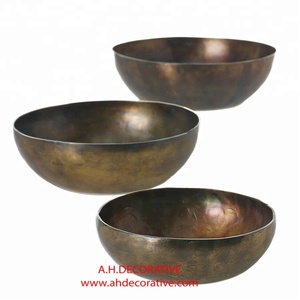Antique Design Aluminum Flower Bowls Set 3 <b>Home</b> Balcony Decorative Metal Flower Bowls Unique Aluminum Flower Bowl <b>for</b> Party <b>Sale</b> - Product Image 1