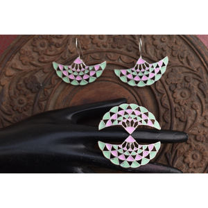 Trending-anillo y pendientes de plata para mujer y niña, conjunto combinado de diseño de moda, novedad de 2021 - Product Image 2