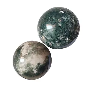 Sfera di agata di muschio naturale/sfera di agata di muschio di cristallo lucido superiore/sfera di pietra preziosa di meditazione curativa FENG SHUI da elegante agata