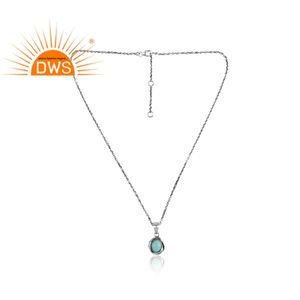 Collar con colgante de plata de ley 925 oxidada con turquesa de Arizona, diseño de tesoro envuelto - Product Image 2