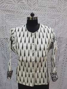 เสื้อแจ็กเก็ตผ้าพิมพ์ลายบล็อกทำจากผ้าฝ้ายมีกระดุมเสื้อโค้ทดีไซน์อบอุ่นสำหรับฤดูหนาว - Product Image 2