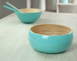 Ensaladera de bambú de menta personalizada al por mayor, cuenco desechable para servir con color sólido para una dieta saludable, diseño moderno para viajar - Product Image 2