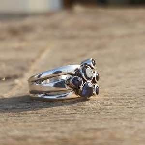 2023ล่าสุด925ดีไซเนอร์เงินสเตอร์ลิงเครื่องประดับควอตซ์หกอัญมณี iolite ธรรมชาติแหวนงานหมั้น - Product Image 3