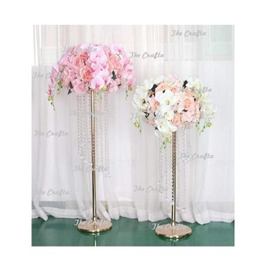 Centre de table en métal doré poli avec cheminée en verre, qualité supérieure, centre de table de mariage pour la maison et l'hôtel - Product Image 4