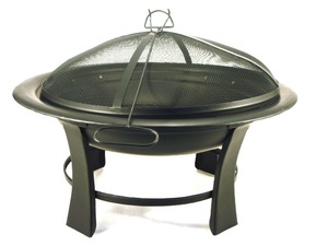 Copper and Black Iron Outdoor <b>Fire</b> Pit Round Bowl - Product Image 3