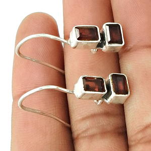 January Birthstone Jewelry 925 Sterling Silver Natural Red <b>Garnet</b> Gemstone Classic Style Dangle <b>Earrings</b> for Birthdays Parties - Product Image 3
