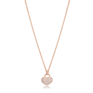 Colgante elegante con diseño de corazón de piedra de circón, joyería de plata de ley 925 hecha a mano turca - Product Image 5