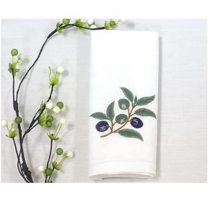 Serviette 100% coton de haute qualité brodée branche d'olivier avec feuilles Fruits serviette à dîner jetable pour la maison hôtel Restaurant - Product Image 5