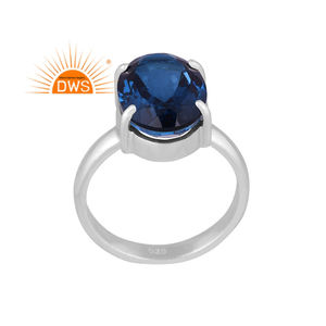 Plata de ley fina Doublet London Blue Topaz Cuarzo Piedra preciosa Anillo apilable Joyería para mujer Regalo para ella - Product Image 1