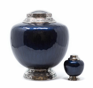 Urna Funeraria de Metal Azul Marino para Cenizas Humanas, Urna Conmemorativa para Adultos, Urna Funeraria Elegante Hecha a Mano, Urna Decorativa para Entierro - Product Image 2