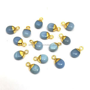 10 pierres précieuses lisses, breloques en or plaqué - Product Image 5