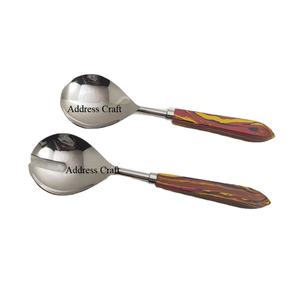 Cuillères et Fourchettes Personnalisées en Acier Inoxydable 18/8 pour Serveur à Salade, Manche en Pierre, Outils Classiques pour Ustensiles de Cuisine - Product Image 1