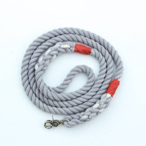Rope <b>Leash</b> "Glasgow" Grey and Red Cotton Rope Dog <b>Leash</b> - Product Image 1