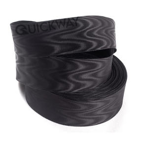 Venta al por mayor medalla ceremonial Moire cintas cinta al por mayor logotipo personalizado cinta de poliéster negro - Product Image 3