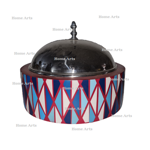 Plat de service rond en bois et incrustations, design standard, pour cuisine, idéal pour les plats chauds - Product Image 1