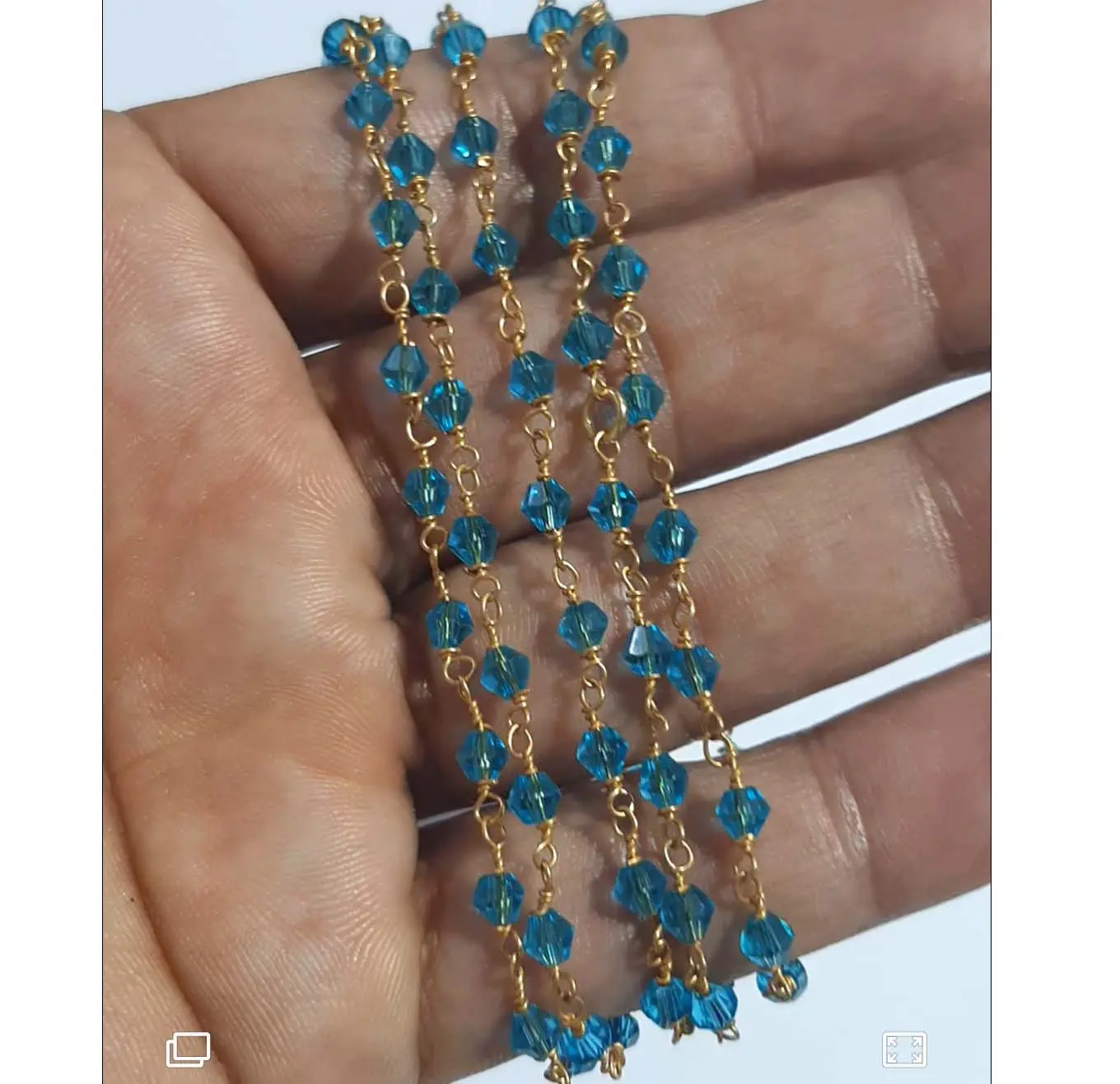Hochwertige blaue Kristall quarz perlen Edelsteine Zaun aussehende versilberte vergoldete runde facettierte Rosenkranz perlenkette für Halskette