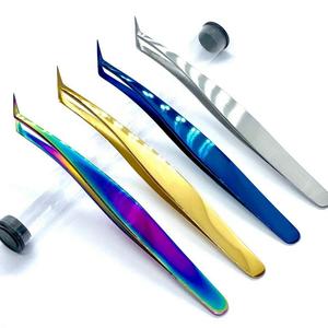 Pince à épiler OBEXA Dolphin 3D 6D pour extensions de cils, volume élevé, en acier inoxydable, outil de beauté, pointe à 90 degrés - Product Image 1