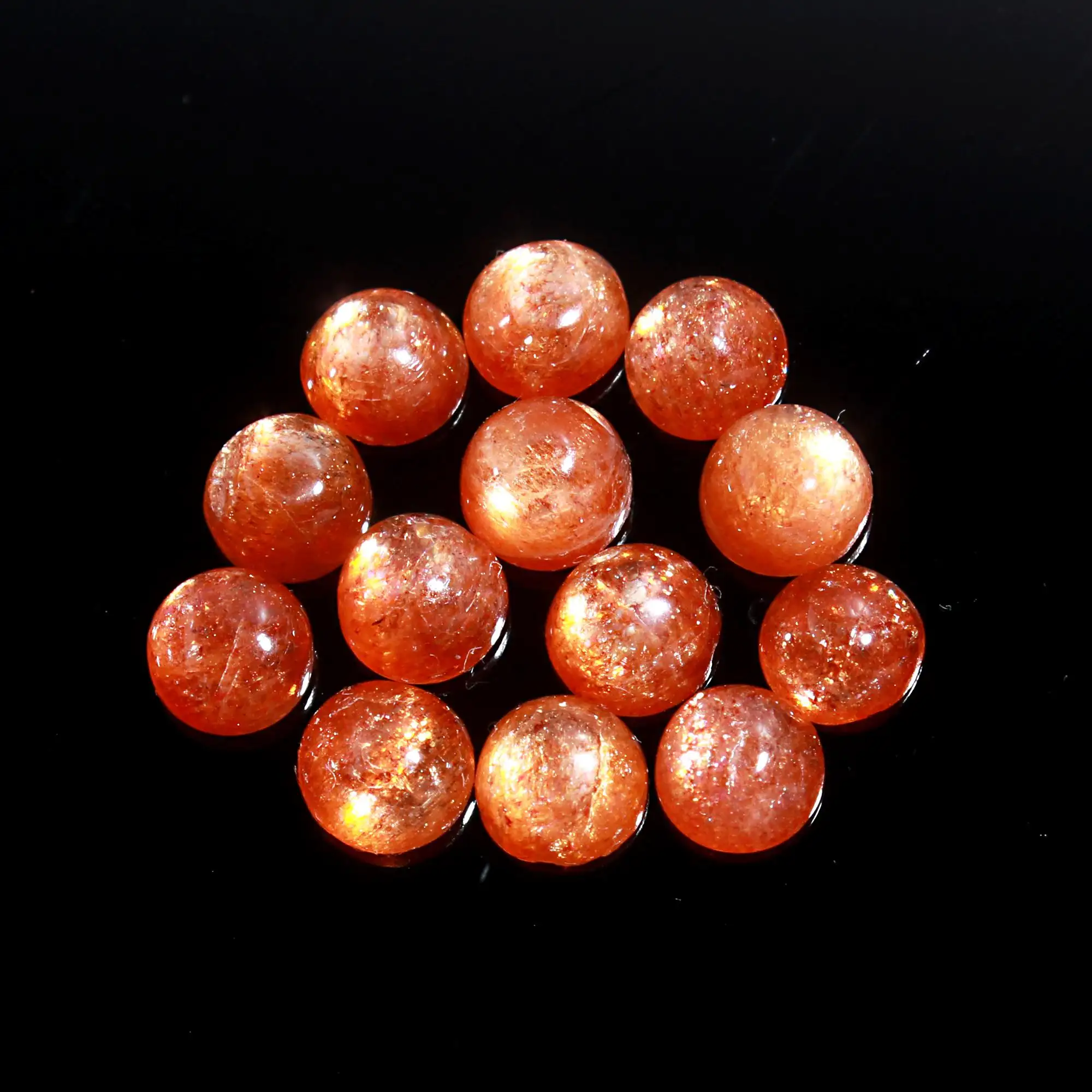 Natural Ball Shape Loose Sunstone For Jewelry Making 4 / 5 /6 /7/ 8/ 9 mm Cabochon Cut Loose Round Shape Free Form Sunstone
