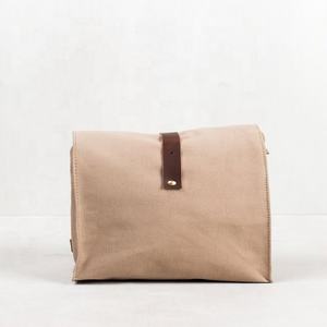 Custom Logo Eco-Friendly Heavy Cotton <b>Canvas</b> Lunch <b>Box</b> Travel Cosmetic Bag with Letter Pattern and Buckle Closure - Product Image 3