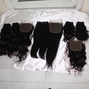 Cheveux péruviens bruts de qualité supérieure en trame Double étiré, 3 paquets de cheveux brésiliens lisses avec closure - Product Image 5
