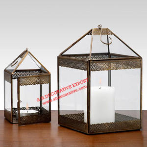 Creative luxury Metal Candle Lantern Home Decoration Handmade T Light Lantern Holder <b>Miniature</b> Home Decorate Lantern Candle Hold - Product Image 1