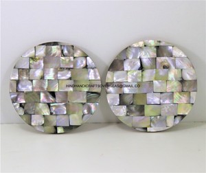 Ensemble de 6 sous-verres ronds en nacre de qualité supérieure pour la décoration de la maison et des fêtes de table de cuisine fabriqués en Inde - Product Image 2