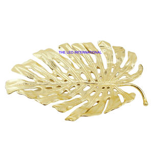 Aluminium Métal Feuille Design Or Or Décoration Maison Bol Personnalisé Décoration de Mariage Feuille Antique Bol Décoratif - Product Image 1