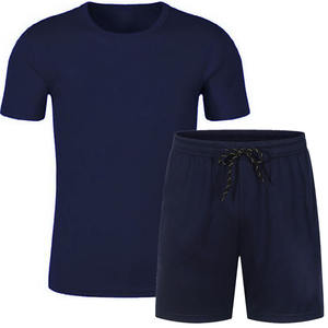 Gran oferta de camiseta y pantalones cortos de algodón 100% para hombre, estampado de tela de punto - Product Image 3