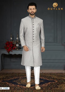 Offre Spéciale Indien Designer Dernières 2022 pakistanais Concept De Mariage Sherwani Hommes Miroir Lucknowi Taux Travail De Broderie en gros Inde - Product Image 6