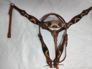 Headstalls en cuir noir occidental bling avec le montage de boucle en laiton OEM & ODM bienvenue headstall en cuir occidental dans le prix économique - Product Image 6