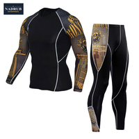 Conjunto Deportivo de Alta Calidad en Poliéster/Algodón sin Costuras para Hombre, Camiseta Ajustada y Pantalones Ajustados para Gimnasio y Running