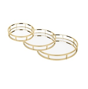Customized Shape Eco-Friendly Modern Luxury <b>Mirror</b> Serving <b>Tray</b> Set Three Handmade Fancy Serving Platter Customized Size - Product Image 1