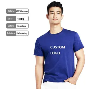  Camiseta de algodão vedo 180 gsm, camiseta masculina de algodão com manga curta 100% algodão