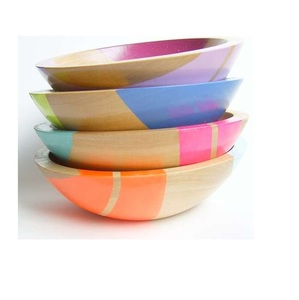 Cuencos de madera de diseño pintado nórdico para servir, ensalada y vajilla de cuenco de gran acabado, cuencos de jabón de diseño de varios tamaños - Product Image 6