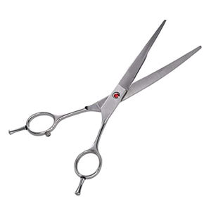 Professional <b>Left</b> <b>Handed</b> Curved Pet Grooming <b>Scissors</b> Professional Shears Pet Using for Dogs & Cats Hair Cutting Pack Silver - Product Image 3