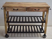 Mesa Consola Moderna de Metal Industrial y Madera Sólida Hecha a Mano, Duradera y de Lujo para el Pasillo o Sala de Estar