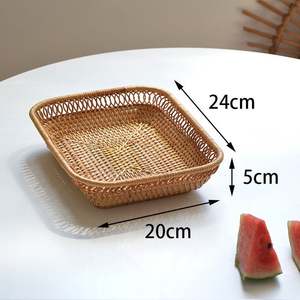 Bandeja de mimbre redonda tejida con asas, bandeja otomana para desayuno, bebidas, aperitivos para mesa de centro, decoración para el hogar - Product Image 2