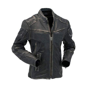 Chaqueta de cuero de motorista con 2 bolsillos delanteros para hombre, nuevo diseño de moda de invierno - Product Image 1