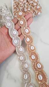 Vestidos de boda hechos a mano, bordados geométricos, indio, ancho de 2 pulgadas con borde bonito en tamaños y colores - Product Image 3