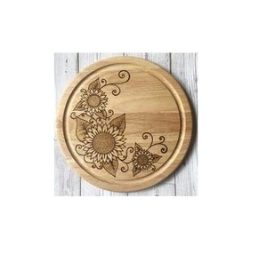 Planche à découper ronde en bambou de tournesol en bois pour la cuisine à la maison - Product Image 1