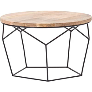 Table de café en bois de manga massif, de luxe moderne, cadre métallique, en forme ronde, Design de meuble de salon, livraison gratuite - Product Image 4