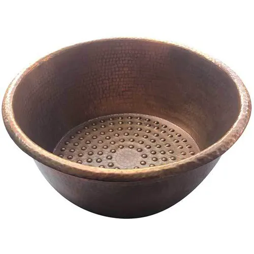 Luxury Design Foot Spa Copper Bowl Antique Finished Beaded Base Decorative Round Shaped Copper Spa Bowl