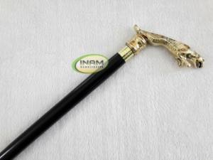 Bâton de marche en bois de conception de qualité supérieure avec poignée jaguar dorée en laiton/cannes de marche en bois avec poignée jaguar en laiton - Product Image 3