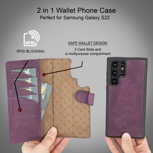 Funda de billetera con tapa magnética desmontable de cuero genuino OEM RFID soporte de tarjeta de regalo para iPhone para fundas de teléfono móvil Samsung - Product Image 2