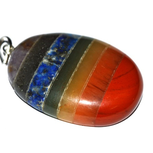 Mayorista de siete Chakra consolidado Oval colgantes: siete Chakra consolidado Oval colgantes para la venta - Product Image 1