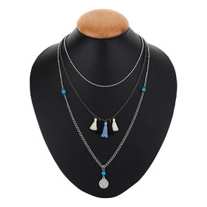 Nueva llegada de las mujeres de múltiples capas de oro plata placa en forma de Y collar de cadena de eslabones declaración larga boda fiesta colgante para venta al por mayor - Product Image 1