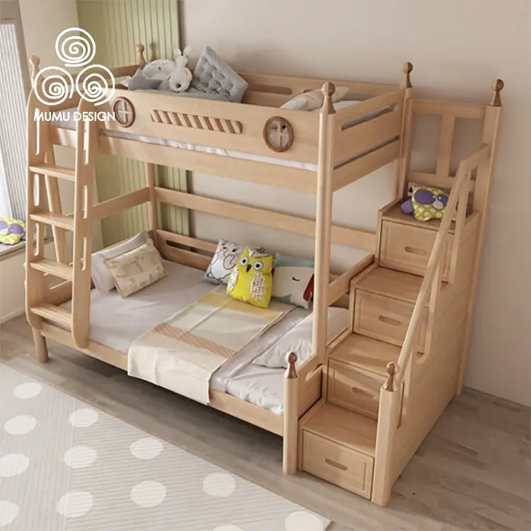 MUMU-litera de diseño moderno para niños, cama con almacenamiento, de madera sólida, escuela, Fantasía