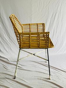 -Patas de metal negro de ratán natural de bañera Silla de comedor - Product Image 5