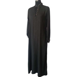 Elegante vestido XXL de mujer Abaya con cuello alto, hecho resistente a los rayos UV, respetuoso con el medio ambiente, tela de algodón de bambú orgánico, estilo islámico - Product Image 1