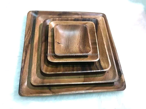 ไม้จริงขายร้อนไม้ถาดเสิร์ฟจานผลไม้จานขนมกระถินไม้ให้บริการถาดครัวสำหรับบ้าน - Product Image 4